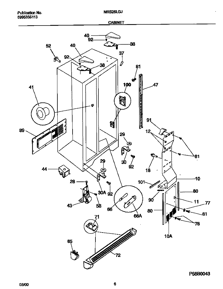 CABINET Diagram and Parts List for MRS26LGJB0  Frigidaire Refrigerator