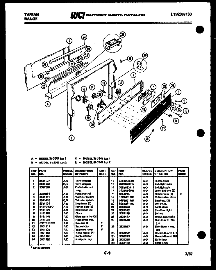 BACKGUARD Diagram and Parts List for 31-3347-00-01  Tappan Range