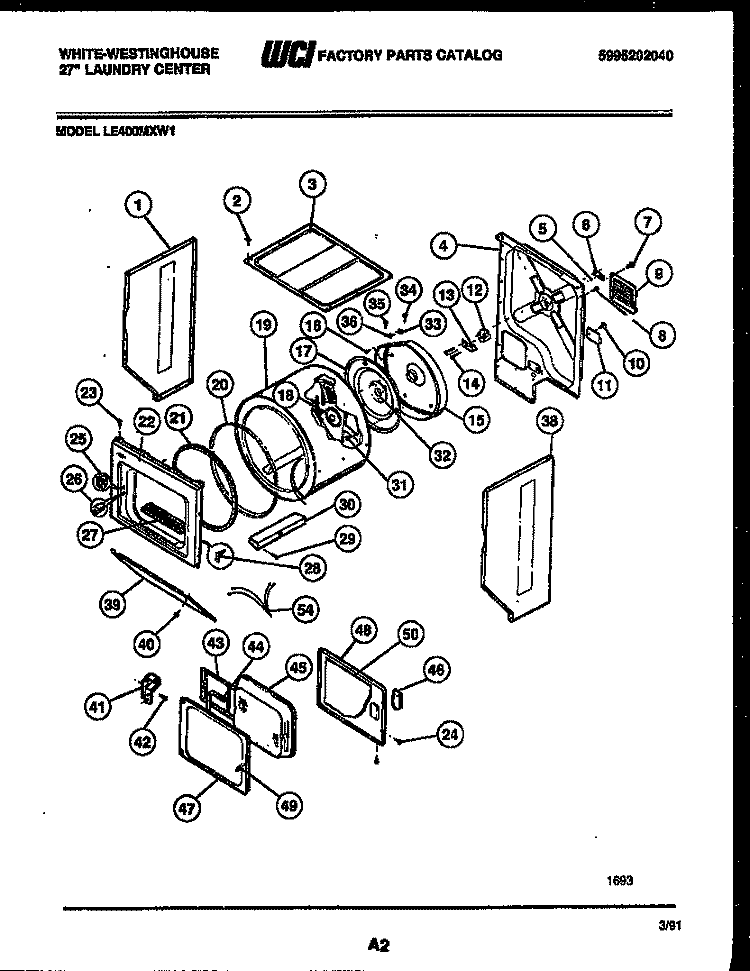 CABINET AND COMPONENT PARTS Diagram and Parts List for LE400MXD1  Frigidaire Washer Dryer Combo