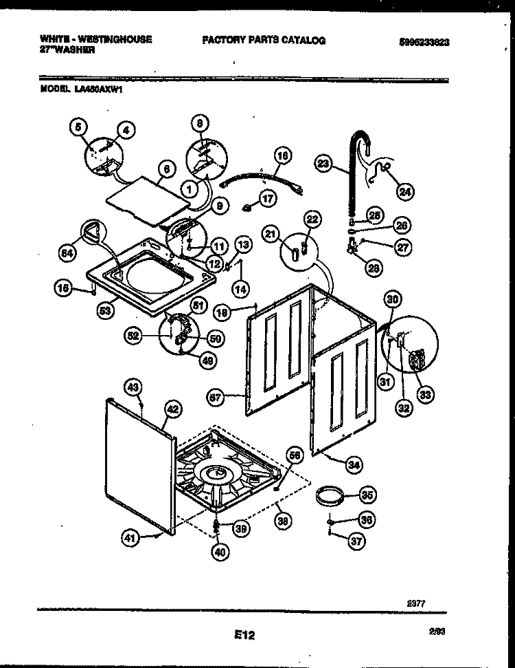 CABINET PARTS Diagram and Parts List for LA450AXD1  Frigidaire Washer