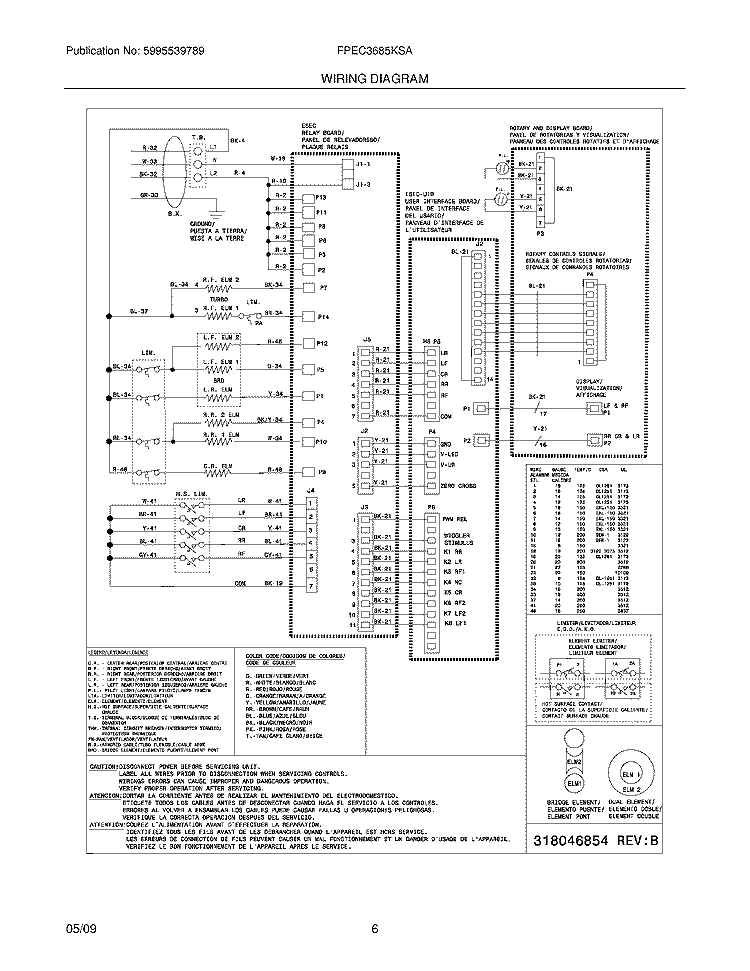 WIRING DIAGRAM Diagram and Parts List for FPEC3685KSA  Frigidaire Cooktop