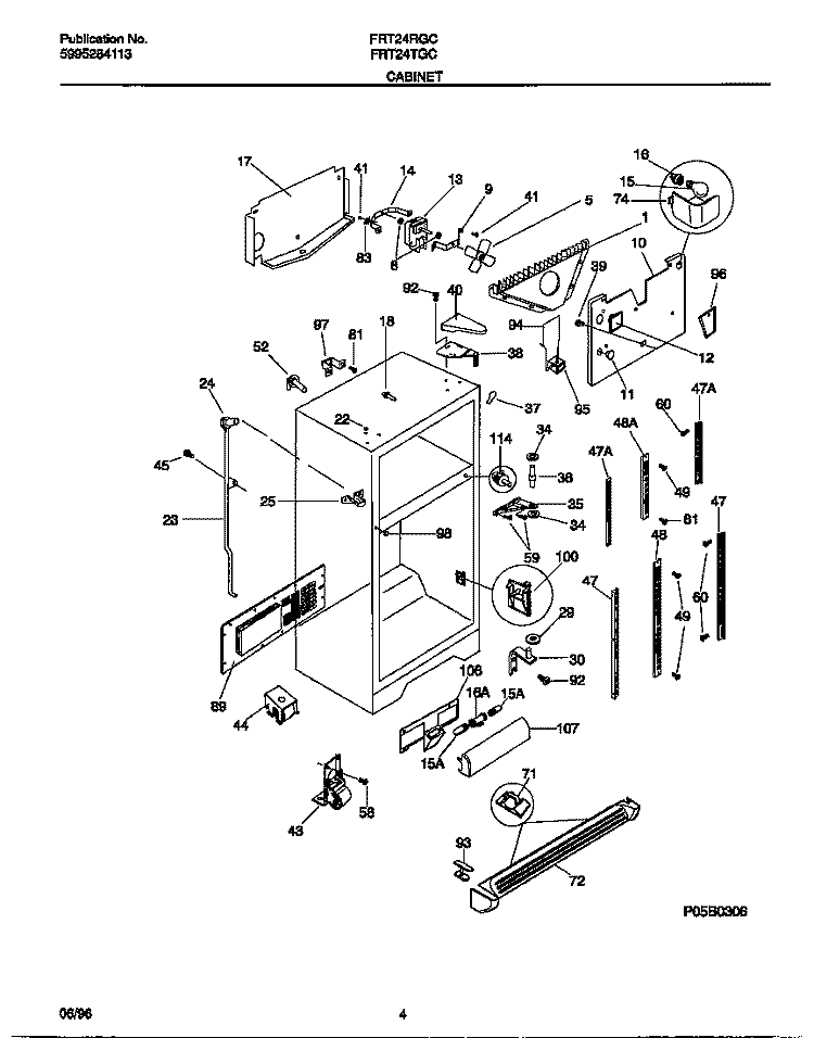 CABINET Diagram and Parts List for FRT24RGCD2  Frigidaire Refrigerator