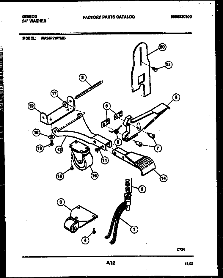PORTABLE WASHER COMPONENTS Diagram and Parts List for WA24P2WYMB  Gibson Washer