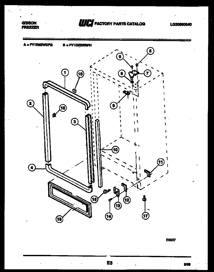 CABINET PARTS Diagram and Parts List for FV10M2WSFG  Gibson Freezer