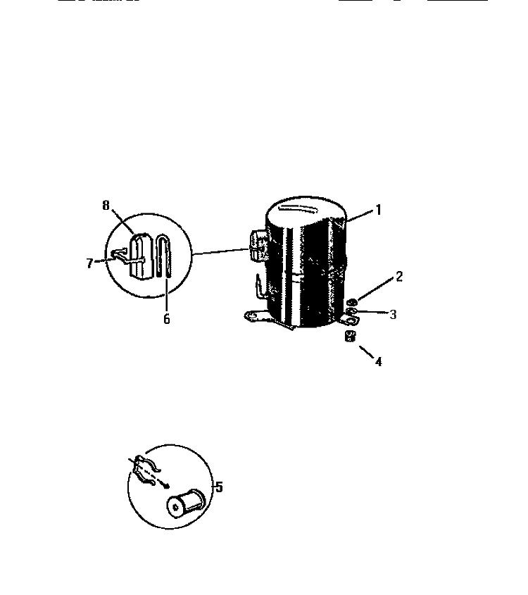 COMPRESSOR Diagram and Parts List for AS187J2K1  Frigidaire Air Conditioner