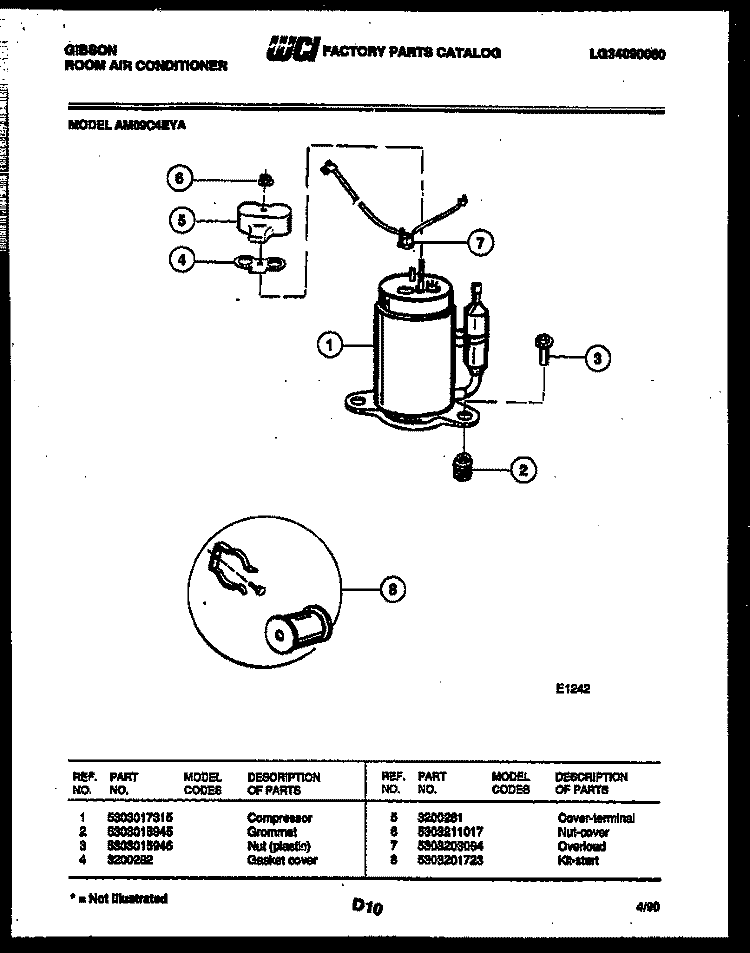 COMPRESSOR PARTS Diagram and Parts List for AM09C4EYA  Gibson Air Conditioner