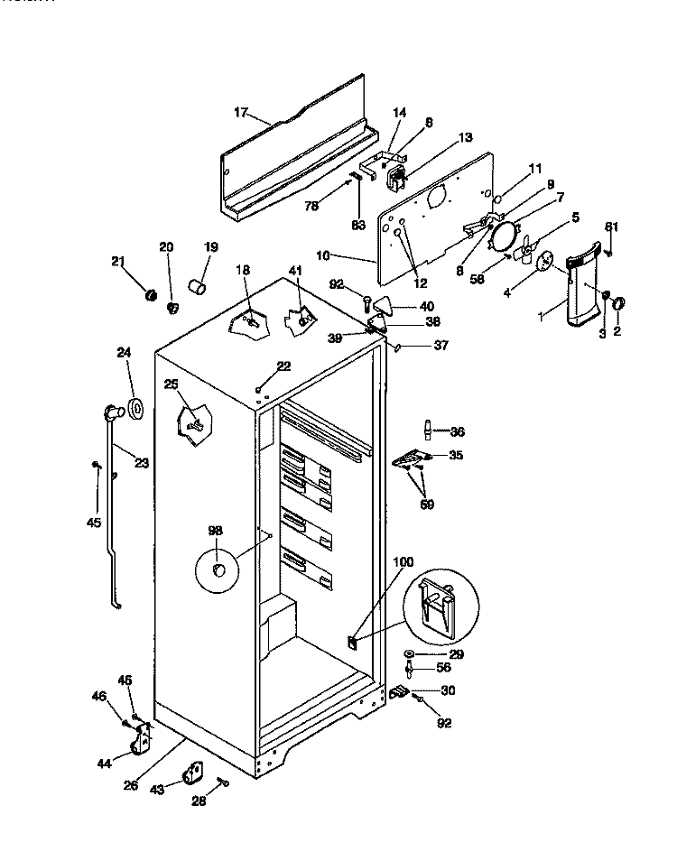 CABINET Diagram and Parts List for MRT15DNCW0  Frigidaire Refrigerator