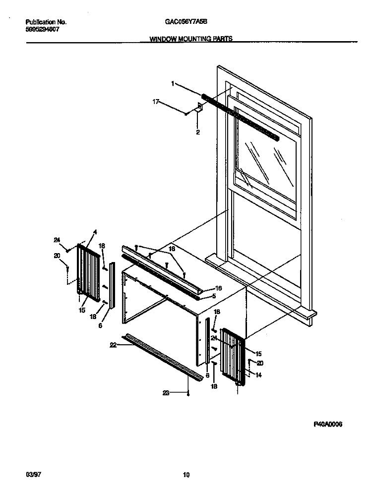 WINDOW MOUNTING PARTS Diagram and Parts List for GAC056Y7A5B  Gibson Air Conditioner