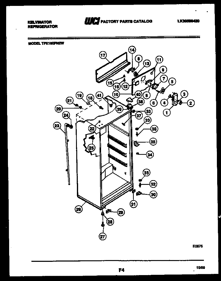 CABINET PARTS Diagram and Parts List for TPK180PN2D  Kelvinator Refrigerator