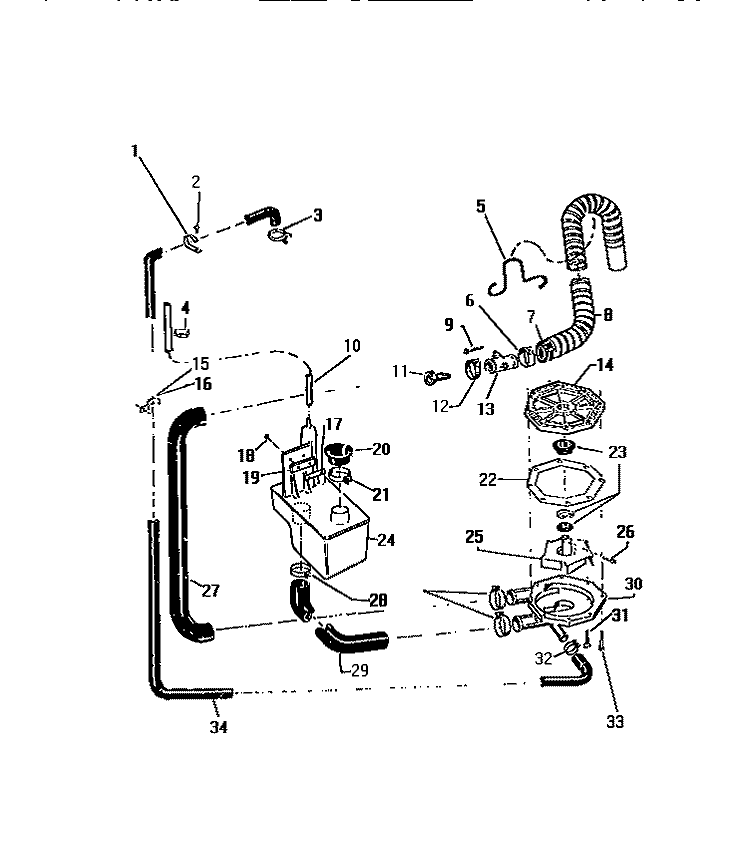 PUMP, HOSES Diagram and Parts List for AWP330A1D  Kelvinator Washer