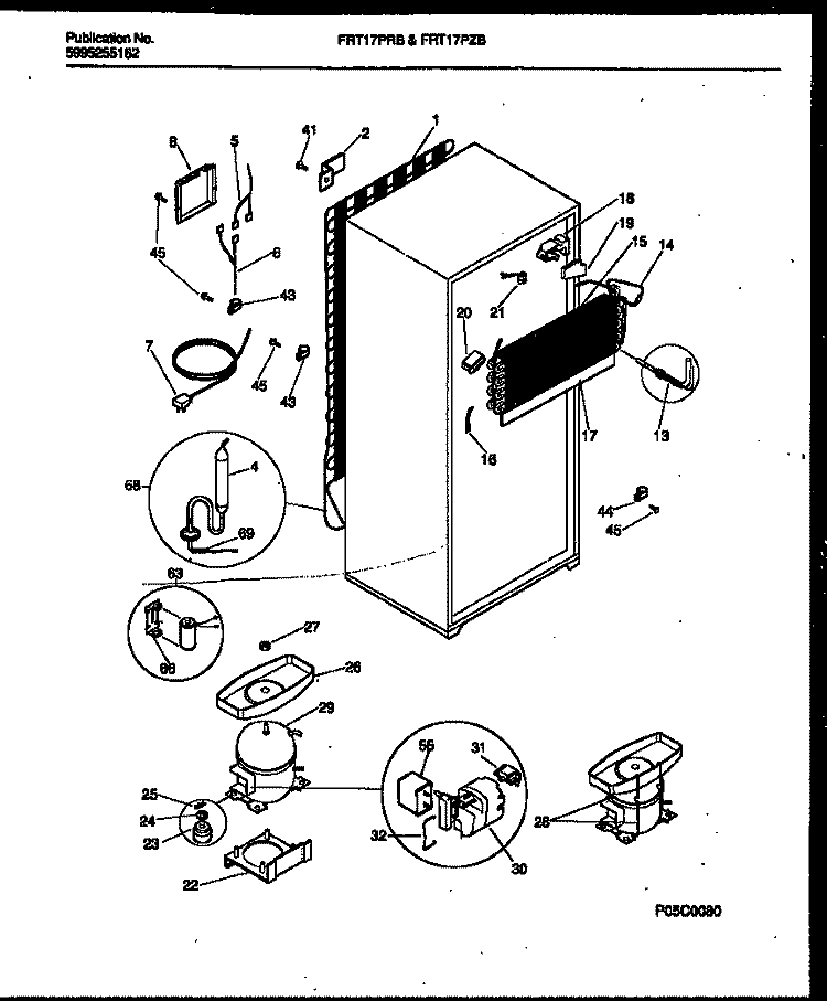 SYSTEM AND AUTOMATIC DEFROST PARTS Diagram and Parts List for FRT17PZBW1  Frigidaire Refrigerator