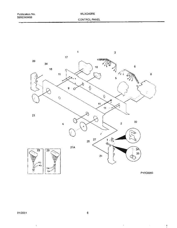 CONTROL PANEL Diagram and Parts List for WLXG42REW1  Westinghouse Washer Dryer Combo