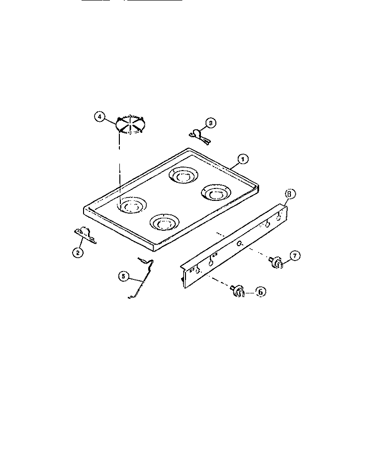 COOKTOP PARTS Diagram and Parts List for 32-1007-00-03  Tappan Cooktop