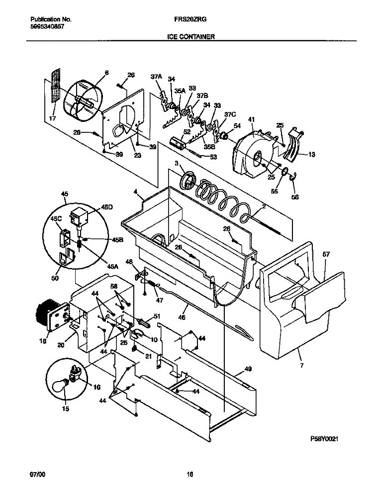 ICECONT Diagram and Parts List for FRS20ZRGB8  Frigidaire Refrigerator