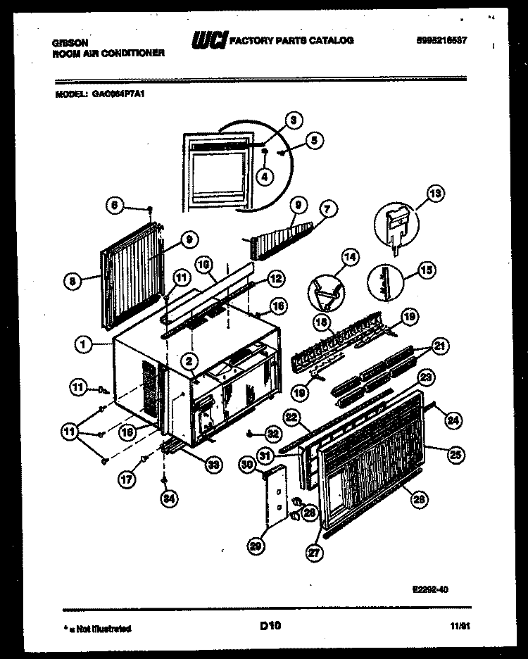 CABINET PARTS Diagram and Parts List for GAC064P7A1  Gibson Air Conditioner