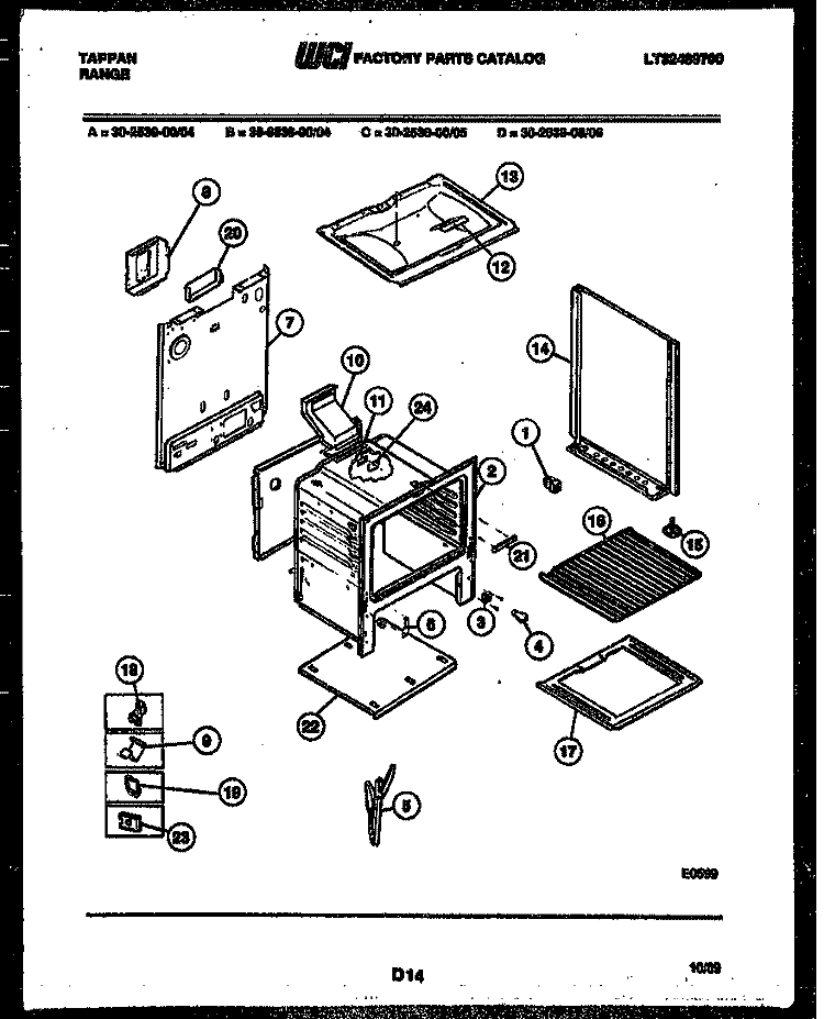 BODY PARTS Diagram and Parts List for 30-2538-66-05  Tappan Range