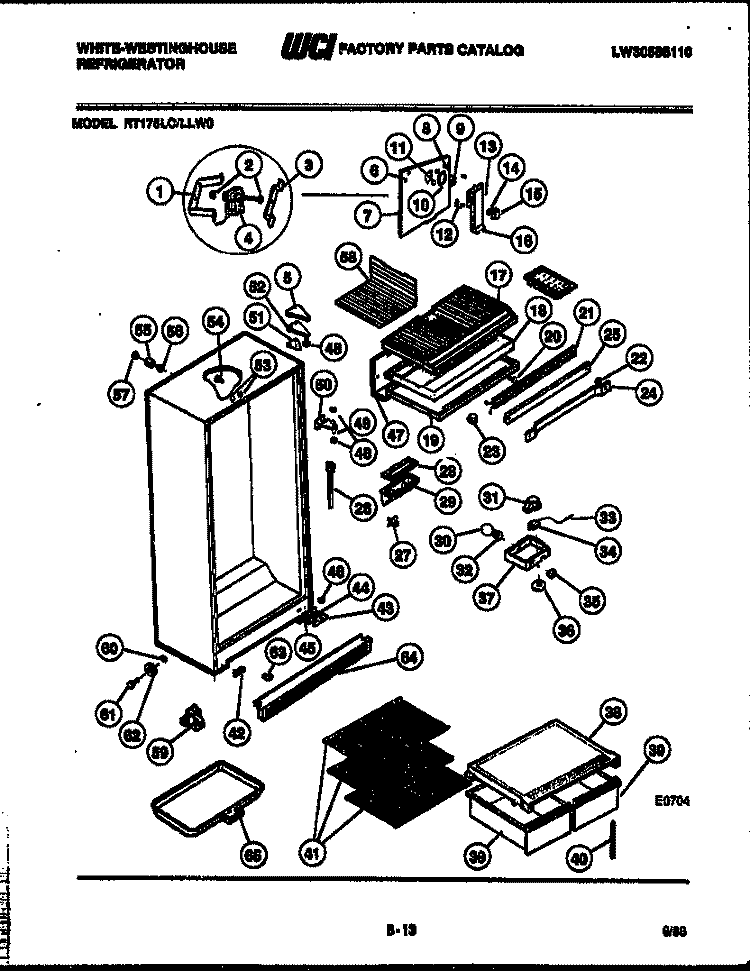 CABINET PARTS Diagram and Parts List for RT175LCV0  Frigidaire Refrigerator