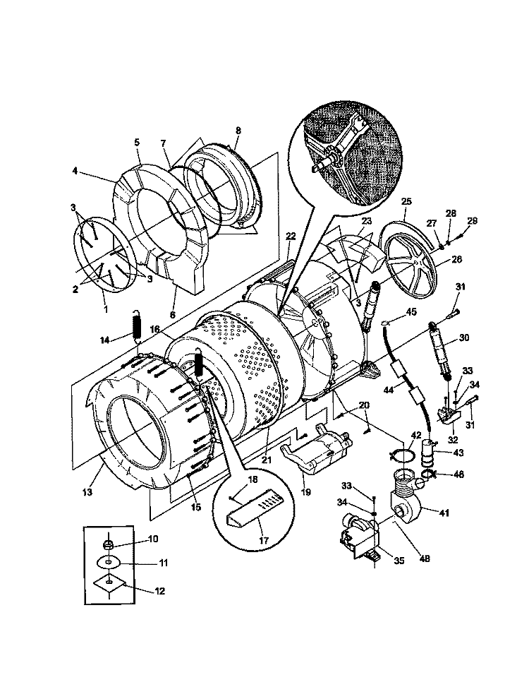 TUB Diagram and Parts List for FWT449GFS2  Frigidaire Washer