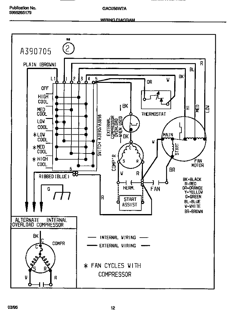 WIRING DIAGRAM Diagram and Parts List for GAC056W7A2  Gibson Air Conditioner