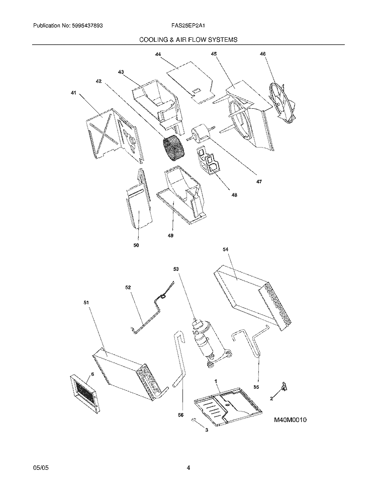 COOLING & AIR FLOW SYSTEMS Diagram and Parts List for FAS25EP2A1  Frigidaire Air Conditioner