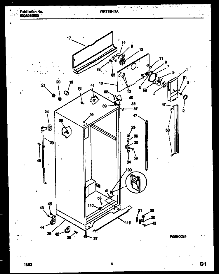 CABINET PARTS Diagram and Parts List for WRT19NRAD0  Frigidaire Refrigerator