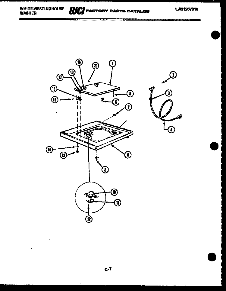 TOP AND MISCELLANEOUS PARTS Diagram and Parts List for LA271JXW4  Frigidaire Washer