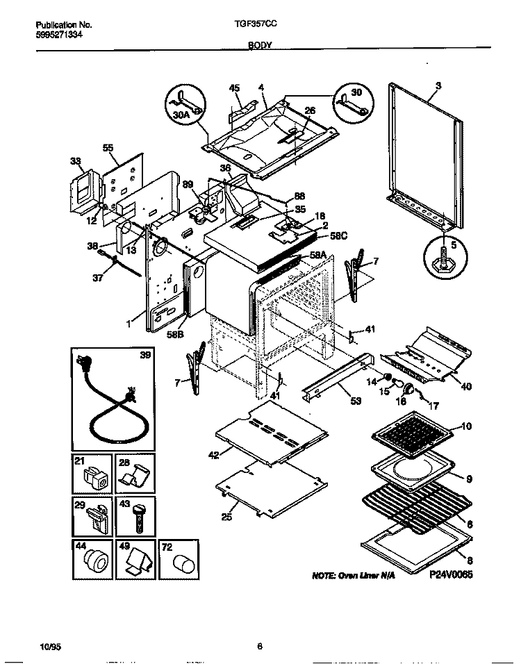 BODY Diagram and Parts List for TGF357CCSA  Tappan Range