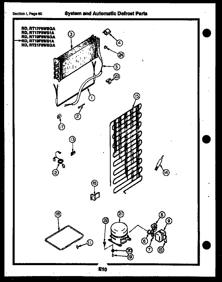 SYSTEM AND AUTOMATIC DEFROST PARTS Diagram and Parts List for RT21F6WSGA  Gibson Refrigerator