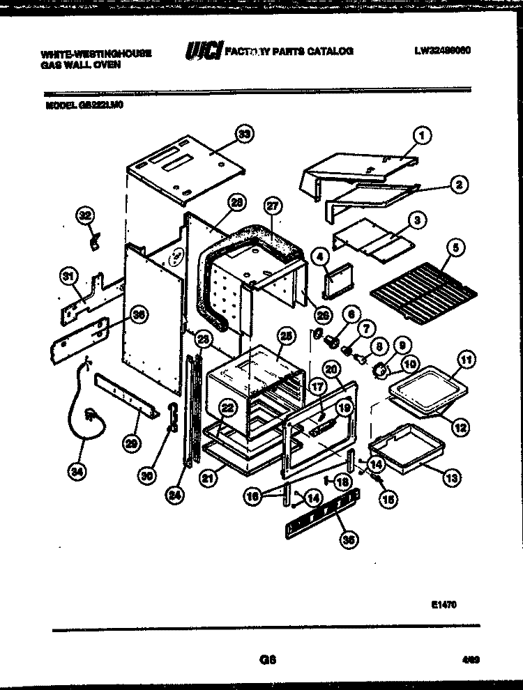 BODY PARTS Diagram and Parts List for GB222LM0  Frigidaire Wall Oven