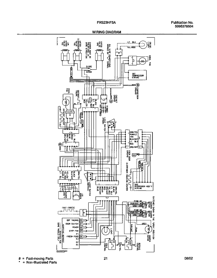 WIRING DIAGRAM Diagram and Parts List for FRS23HF5AQ5  Frigidaire Refrigerator