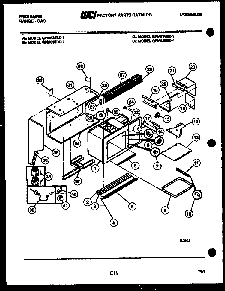 UPPER BODY PARTS Diagram and Parts List for GPM638BDL3  Frigidaire Range