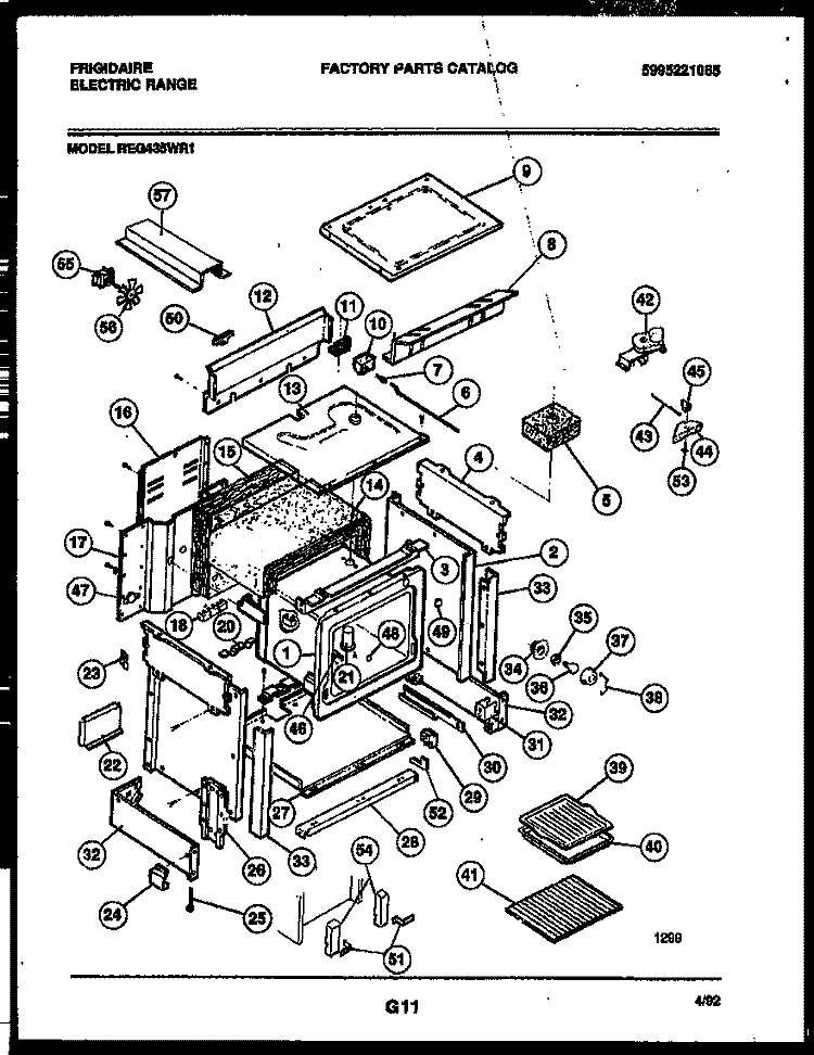 BODY PARTS Diagram and Parts List for REG435WRW1  Frigidaire Range