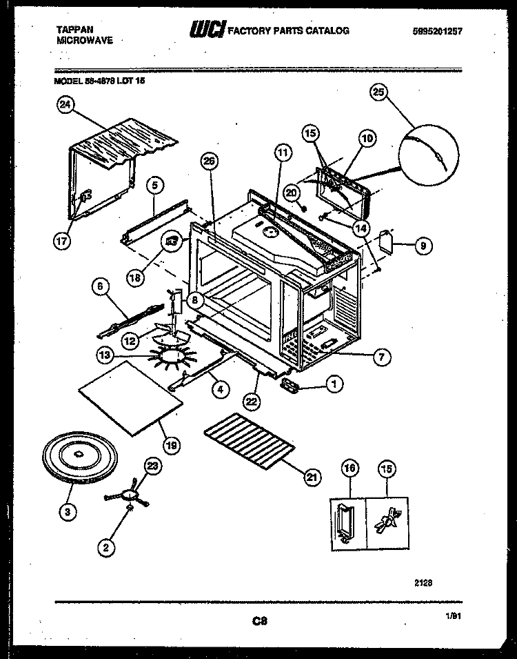 WRAPPER AND BODY PARTS Diagram and Parts List for 56-4878-10-15  Tappan Microwave