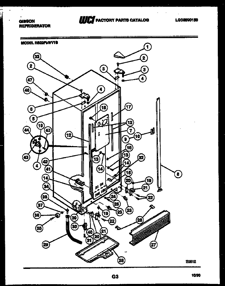 CABINET PARTS Diagram and Parts List for RS22F8WV1B  Gibson Refrigerator
