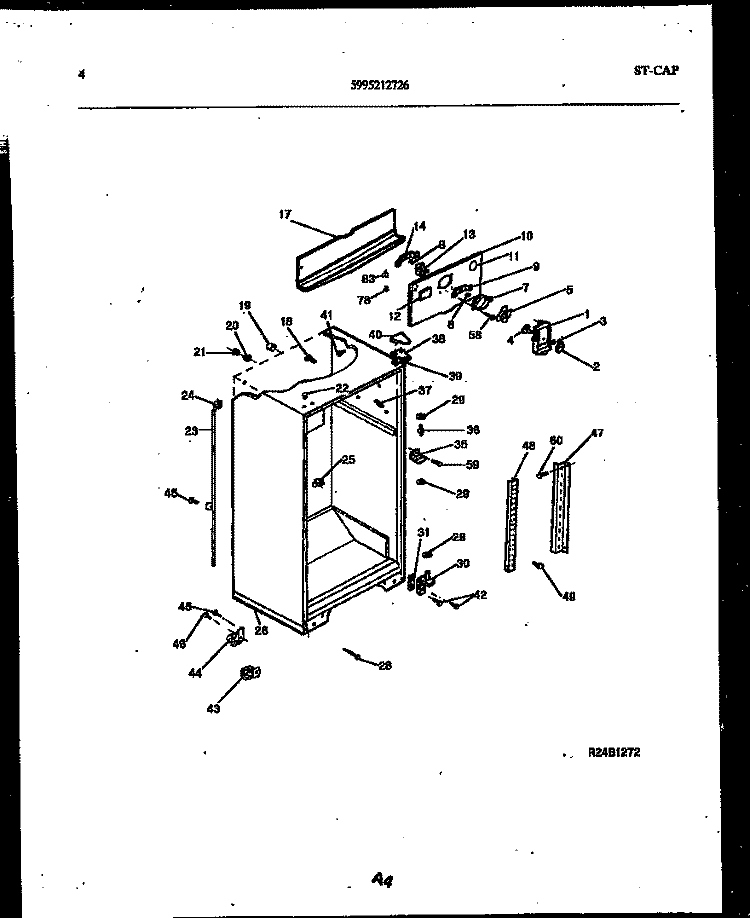 CABINET PARTS Diagram and Parts List for RT19F9WX3B  Gibson Refrigerator