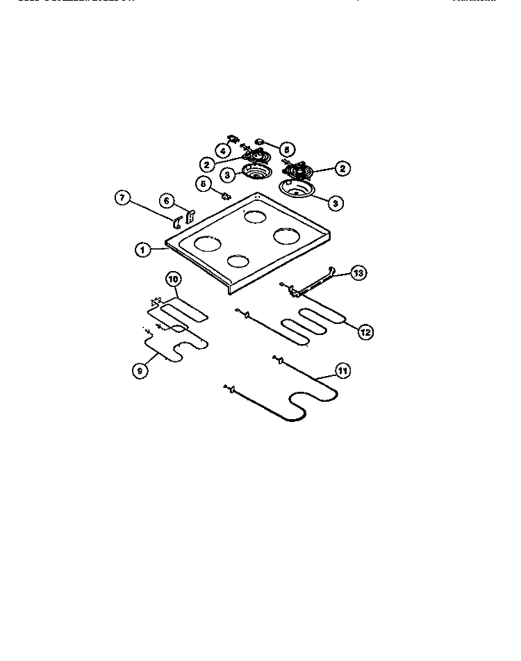 COOK TOP, SURFACE UNITS, DRIP PANS, Diagram and Parts List for REG46CH2  Frigidaire Range