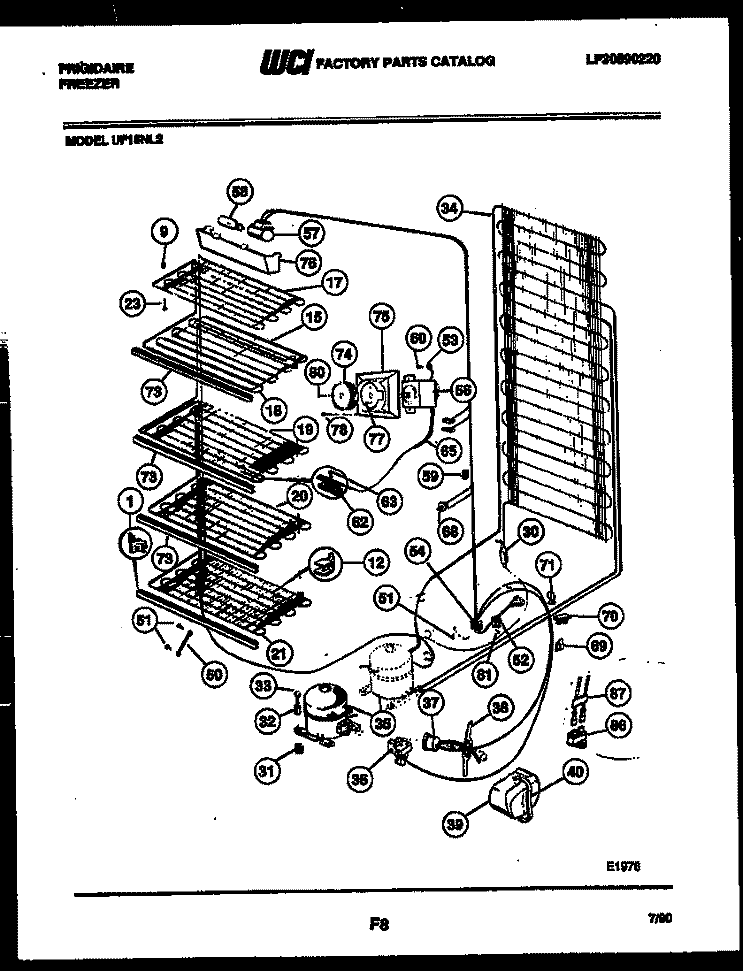 SYSTEM AND ELECTRICAL PARTS Diagram and Parts List for UF16NL2  Frigidaire Freezer