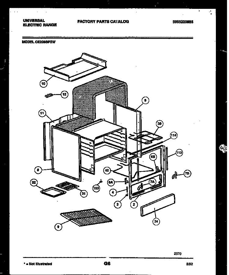 BODY PARTS Diagram and Parts List for CE206SP2W0  Frigidaire Cooktop