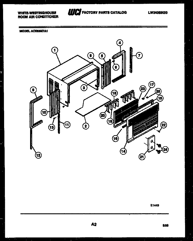CABINET PARTS Diagram and Parts List for AC055M7A1  Frigidaire Air Conditioner
