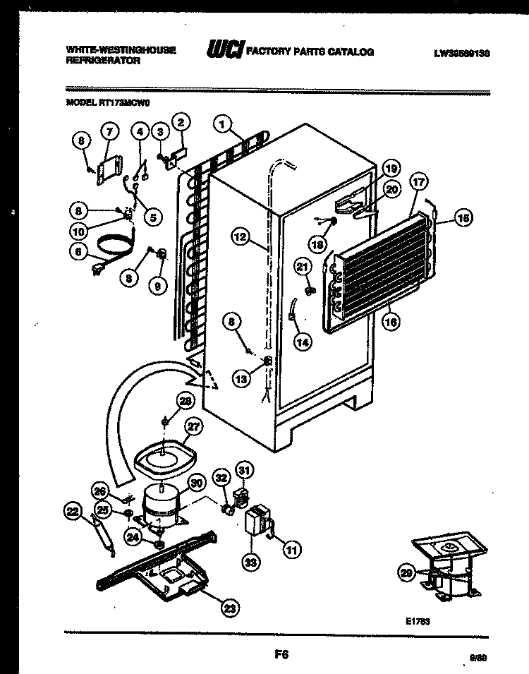 SYSTEM AND AUTOMATIC DEFROST PARTS Diagram and Parts List for RT173MCD0  Frigidaire Refrigerator