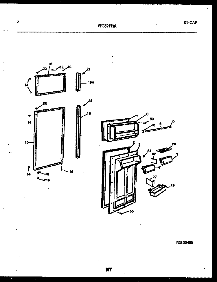 DOOR PARTS Diagram and Parts List for FPES21TIRW1  Frigidaire Refrigerator