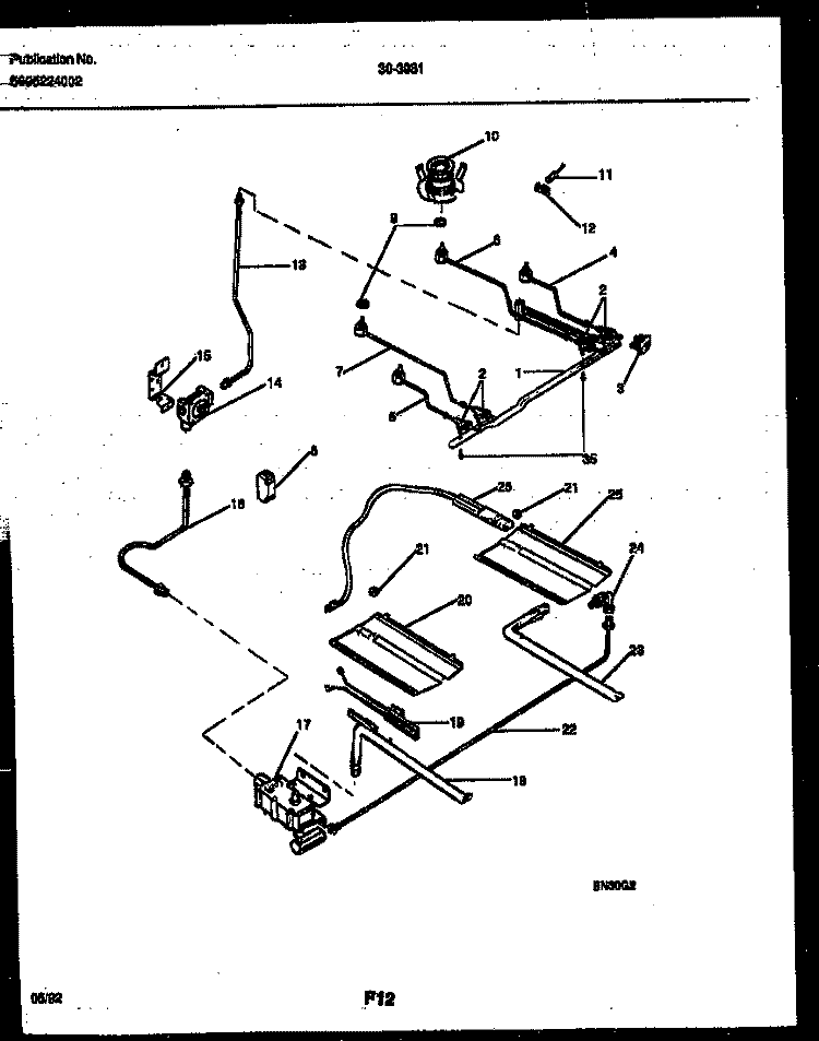 BURNER, MANIFOLD AND GAS CONTROL Diagram and Parts List for 30-3981-23-03  Tappan Range