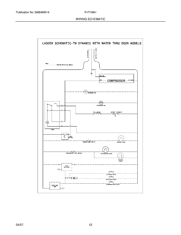 WIRING SCHEMATIC Diagram and Parts List for PHT189HKM1  Frigidaire Refrigerator