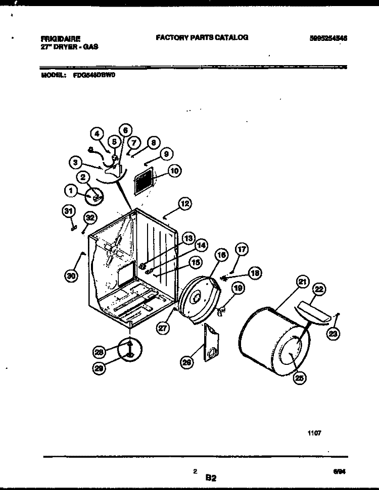 CABINET AND COMPONENT PARTS Diagram and Parts List for FDG546DBD0  Frigidaire Dryer