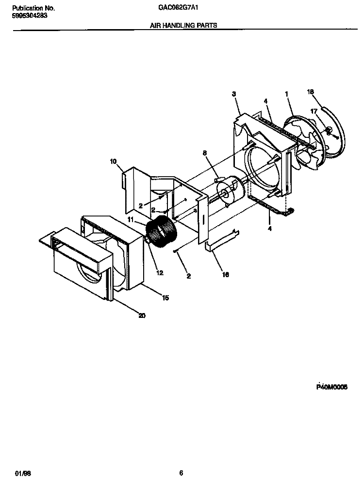 AIR HANDLING PARTS Diagram and Parts List for GAC082G7A1  Gibson Air Conditioner