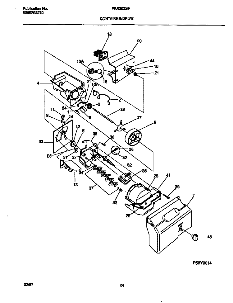 CONTAINER / DRIVE Diagram and Parts List for FRS20ZSFB0  Frigidaire Refrigerator