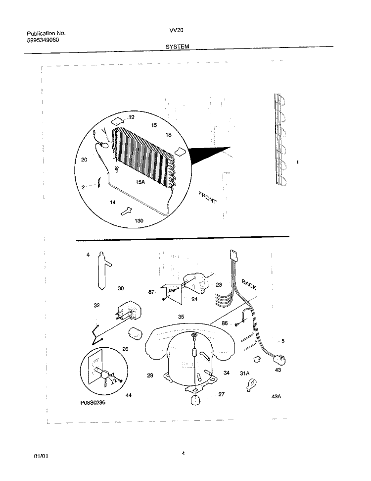 SYSTEM Diagram and Parts List for VV2010  Frigidaire Freezer