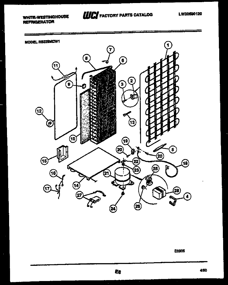 SYSTEM AND AUTOMATIC DEFROST PARTS Diagram and Parts List for RS229MCD1  Frigidaire Refrigerator