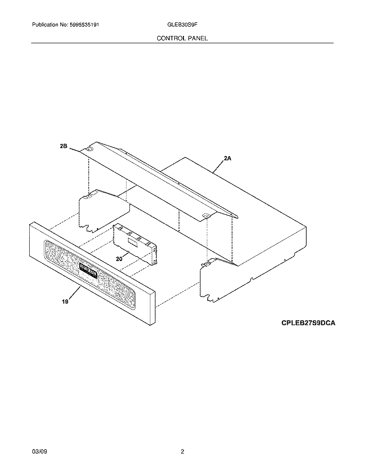 CONTROL PANEL Diagram and Parts List for GLEB30S9FBE  Frigidaire Wall Oven