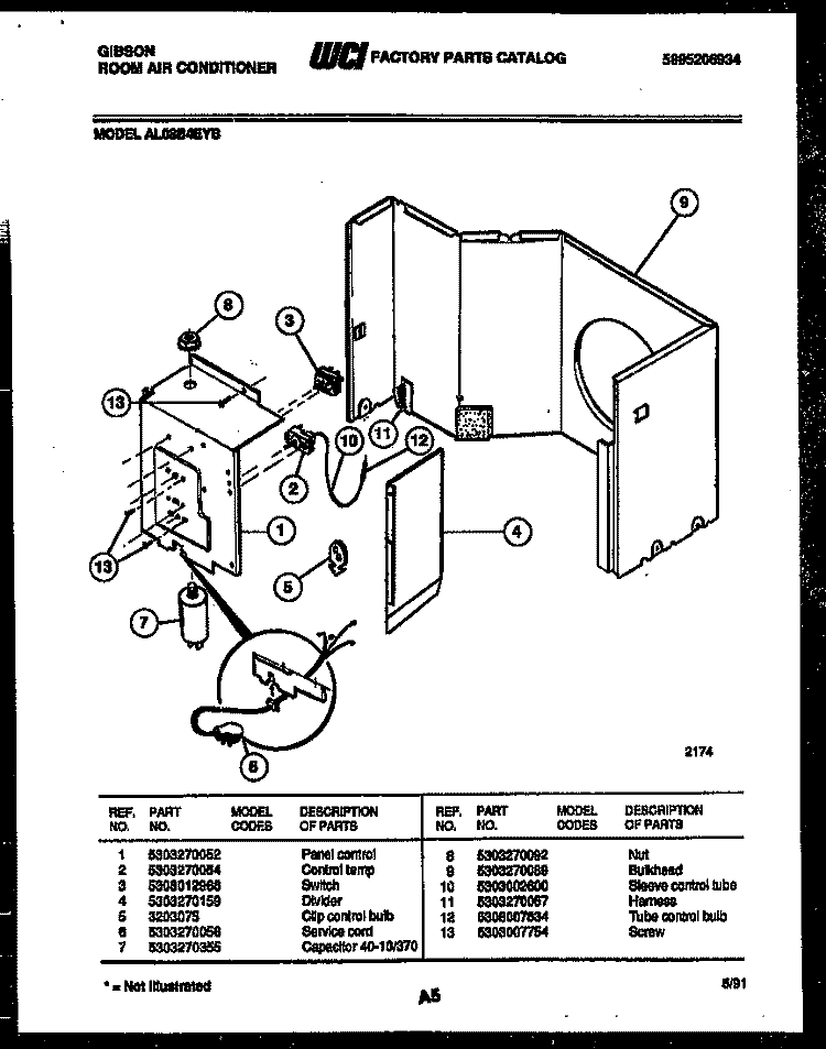 ELECTRICAL PARTS Diagram and Parts List for AL08B4EYB  Gibson Air Conditioner